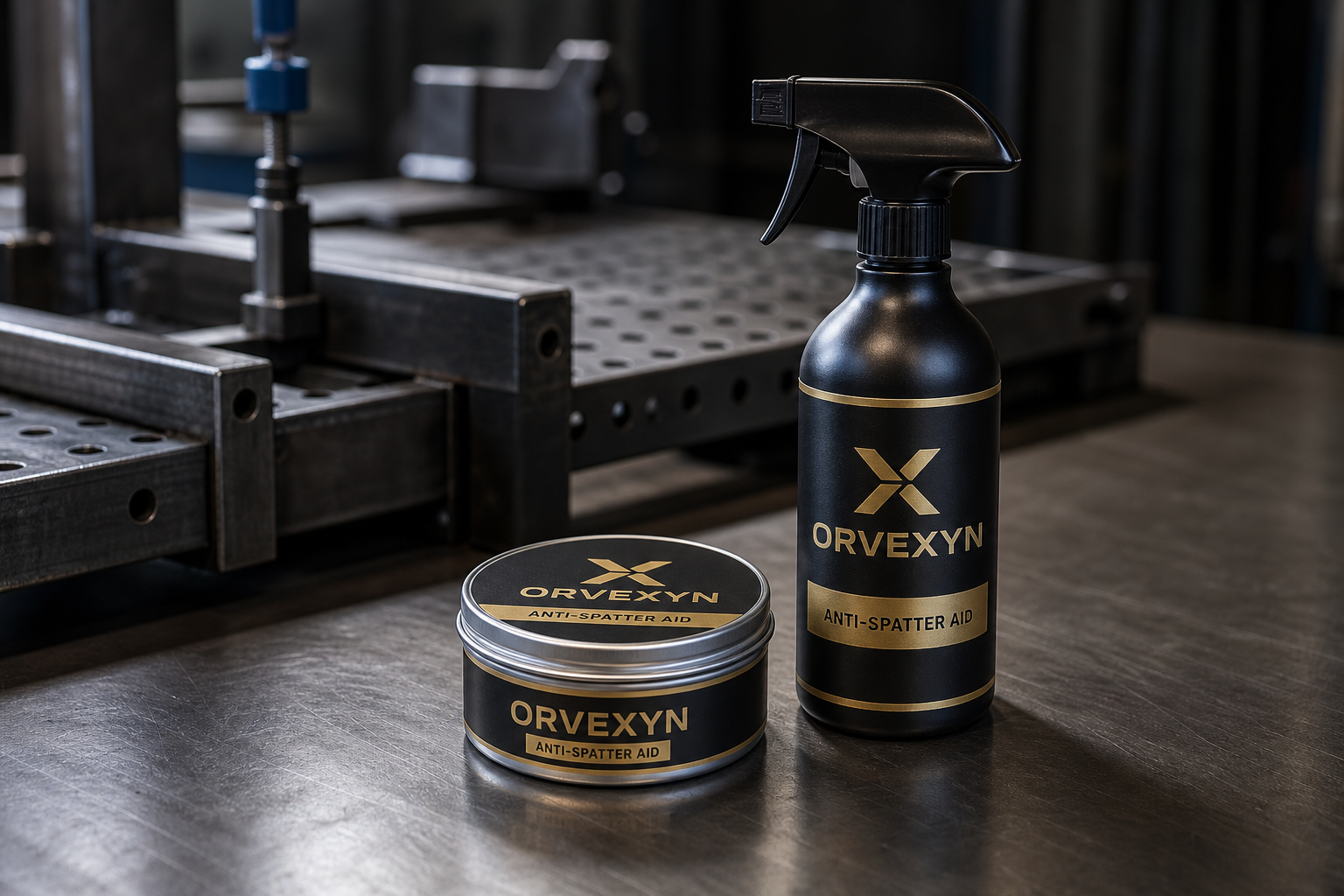 Orvexyn anti-spatter aid branded product packaging